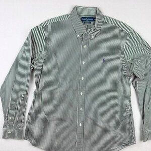 Ralph Lauren PURPLE LABEL Green Striped Long‎ Sleeve Shirt XL
